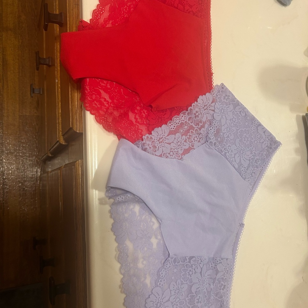 NWOT Pink Lace Trim Women's Intimates - Red and Purple